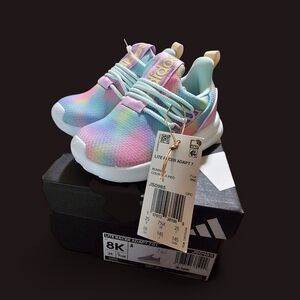 NEW Adidas Girls LITE RACER ADAPT 7.0  Pastel Multicolor Sneakers Size 8C Slipon